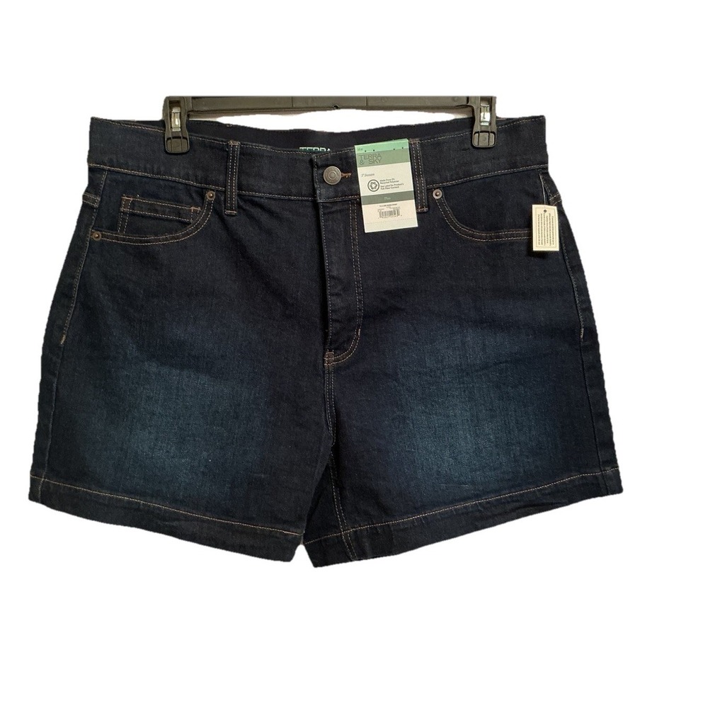 Terra & Sky Women's High Rise ELENA Wash Denim 5" Inseam Shorts Plus Sz 16W NWT